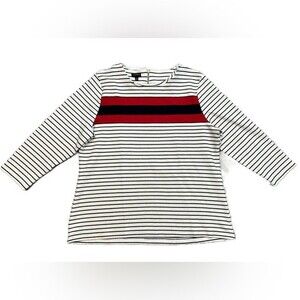 Talbots Navy Blue, Red & White Striped Knit Top XL